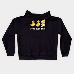 Funny Duck Goose Cat Pun Meme Kids Funny Duck Kids Hoodie